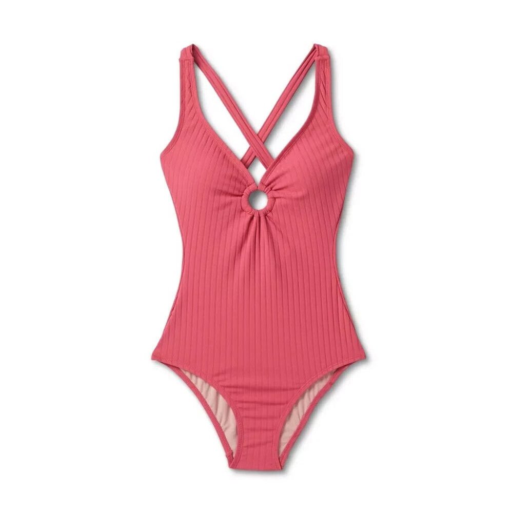 Wide Ribbed Center Ring Medium Coverage One Piece Swimsuit